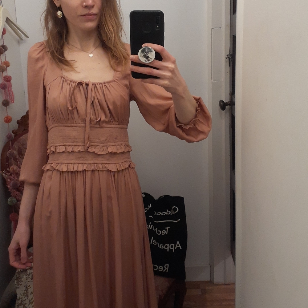 Grade & Gather smocked pink midi dress